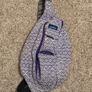 Kavu Sling Bag with Purple and White Geometric Design